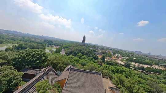 穿越机航拍大明寺观音山栖灵塔瘦西湖风景区