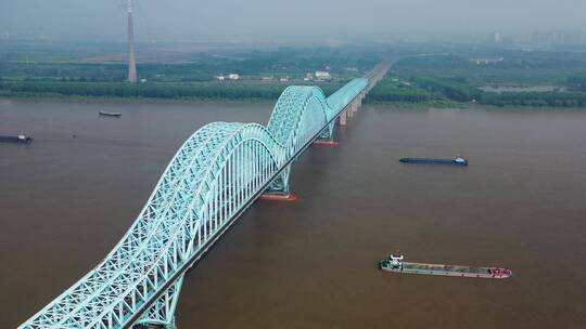 江上铁路桥航拍视频素材模板下载