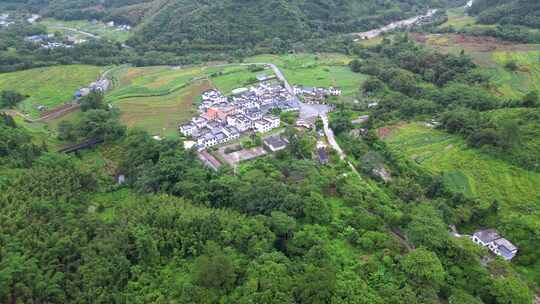 航拍阳山秤架干坑古树村自然风光