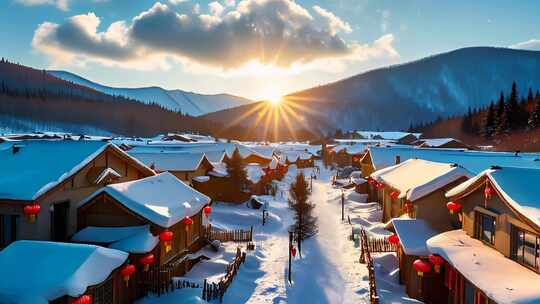 「有版权」航拍中国雪乡4K