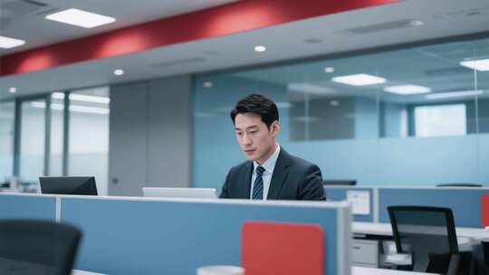 办公室内商务人士办公场景