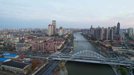 天津海河风景线 城市建筑风光航拍