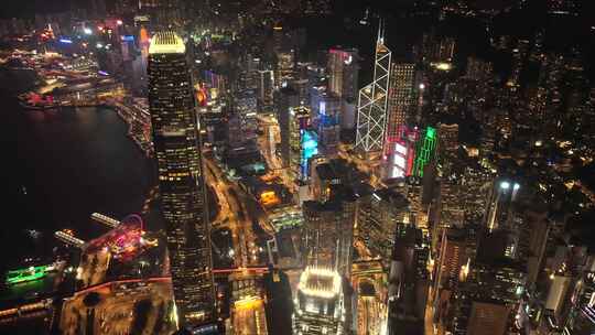 香港城市内透夜景4K航拍视频素材模板下载