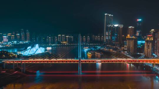 重庆_千厮门夜景_夜景航拍延时_后移