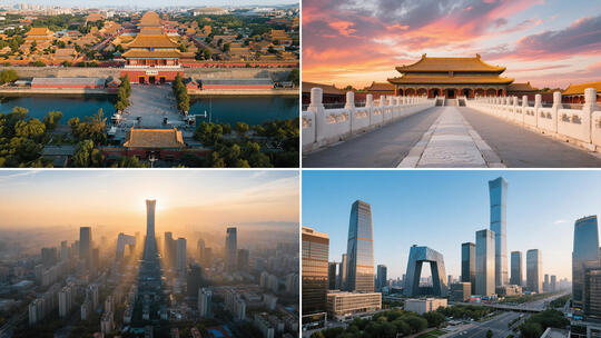 北京航拍北京城市地标建筑北京夜景北京日出
