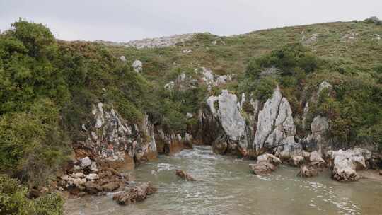 波浪，山，岩石，悬崖