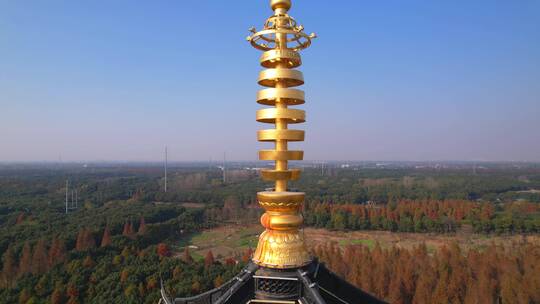 航拍上海青浦天光禅寺