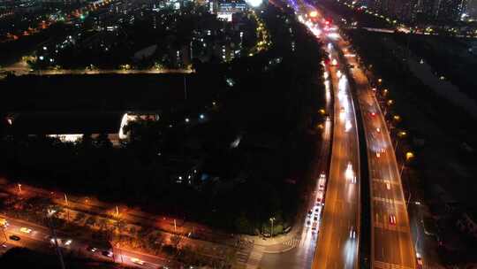 杭州钱塘江江东大桥汽车车辆车流夜景延时摄视频素材模板下载