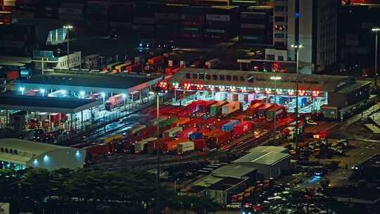 盐田港夜景港口货运码头贸易物流C0122