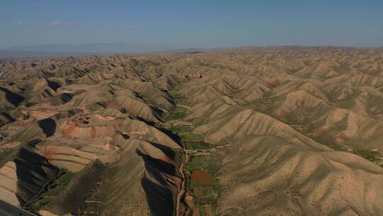 甘肃兰州黄土高原土丘地貌航拍风光