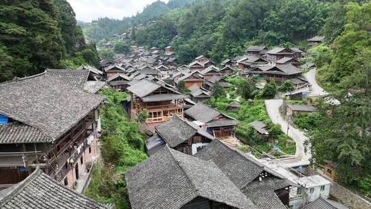 航拍贵州榕江原始村落侗寨大利村