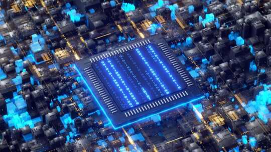 AI科技感芯片电路数字大数据电路板CPU视频素材模板下载