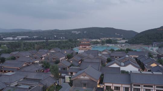 洛阳龙门龙门石窟伊河古街古建筑航拍