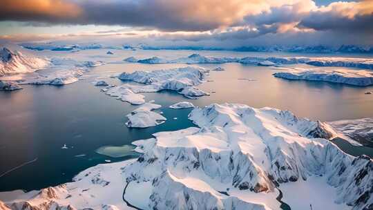 雪山湖泊航拍全景