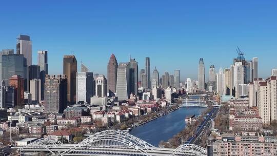 天津和平区天津CBD天津大景海河航拍