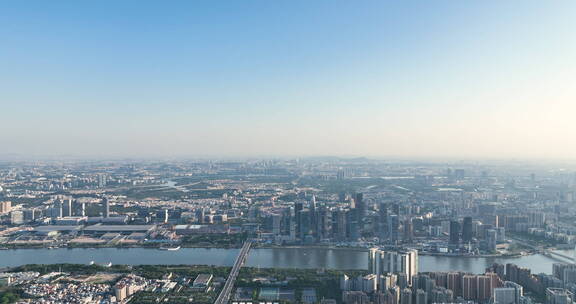 航拍广州天河城市天际线城市风光