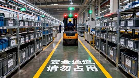 仓库叉车工人作业场景