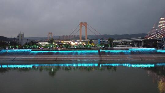 航拍武汉城市特色夜景