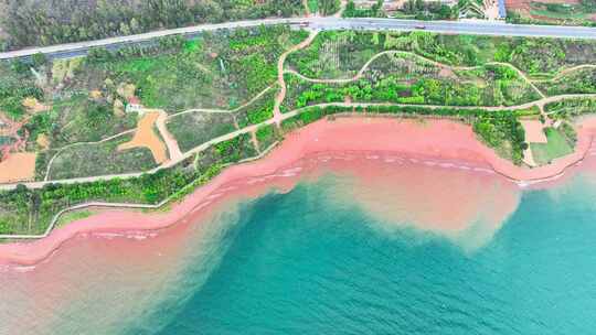 抚仙湖景区红沙滩航拍视频素材模板下载