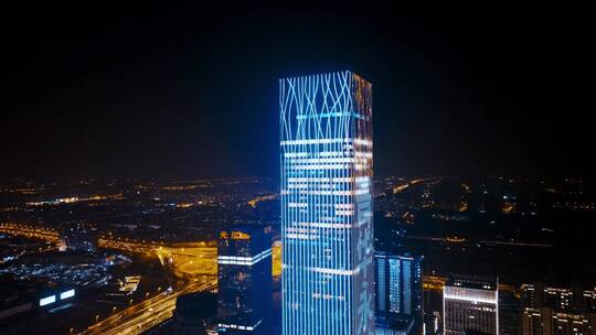 上海前滩夜景航拍视频素材模板下载