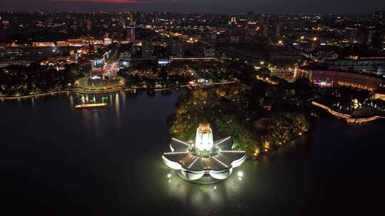 浙江嘉兴平湖东湖景区 李叔同纪念馆 夜晚