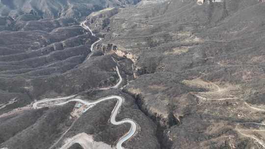 山 山路 山上 航拍 崎岖 陡峭