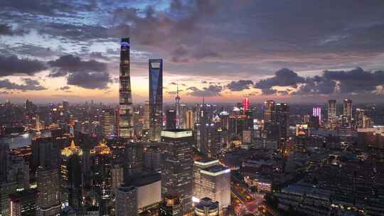 上海夜景 陆家嘴夜景 金融城 城市晚霞