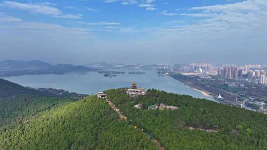 航拍徐州市云龙湖风景区云龙山观景台