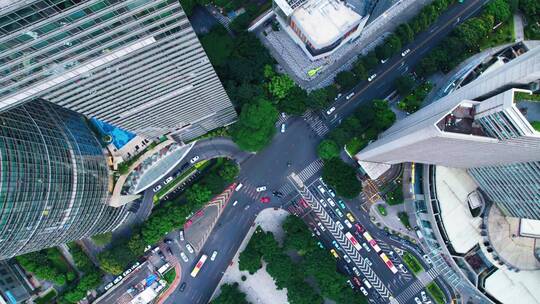 2022广州天河城市建筑群俯瞰交通阳光