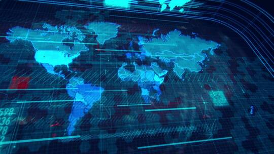 蓝色科技感世界地图全息影像智能操控桌面