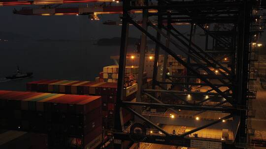 厦门国际货运码头视频素材模板下载