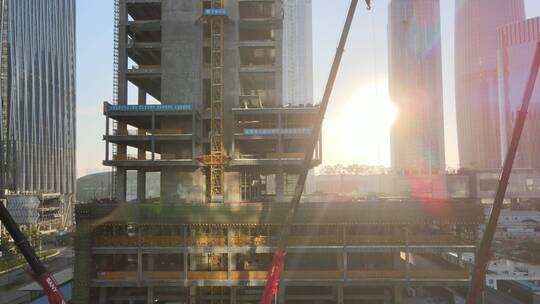 深圳建设 建筑 施工 塔吊 工地 发展视频素材模板下载