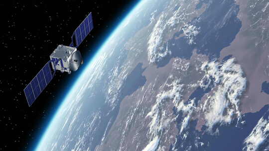 人造卫星环绕地球飞行视频素材模板下载