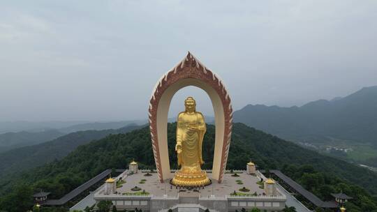 江西九江庐山东林大佛特写航拍视频素材模板下载