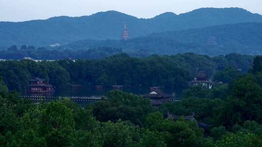 诗画江南活力浙江 园林风景 飞鸟西湖雷峰塔