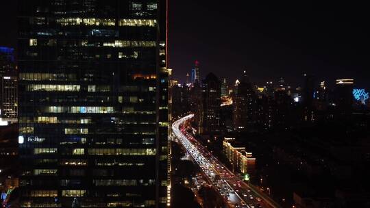 上海城市夜景高架车流视频素材模板下载