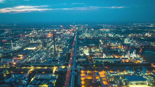 8K 化工厂夜景航拍延时合集