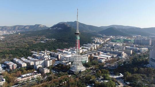 城市航拍山东电视塔地标航拍