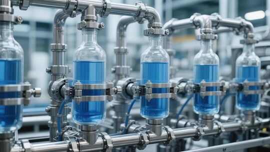 工厂瓶装液体生产流水线