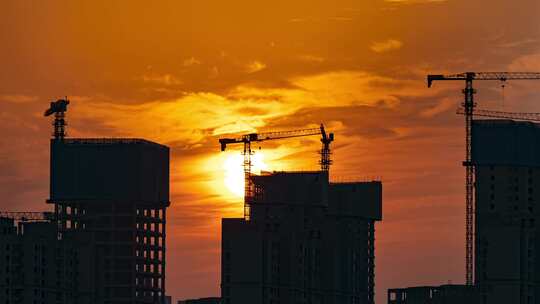 城市建筑日落延时