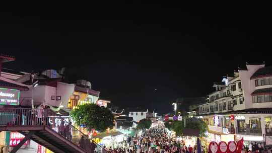 繁华热闹夜市、夜生活 阳朔西街步行街