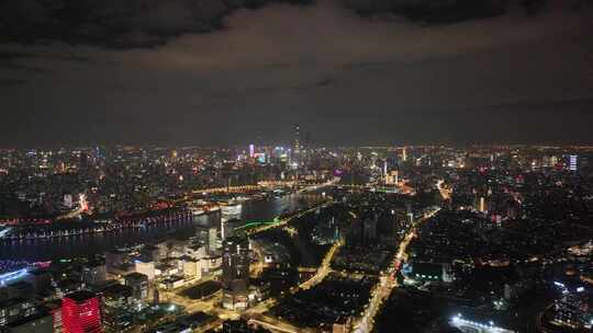 上海浦东新区夜景航拍视频素材模板下载