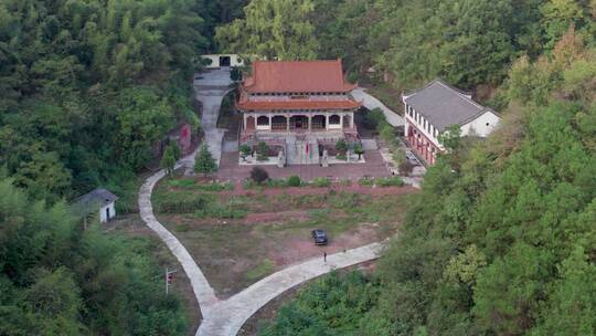 南岳衡山佛教圣地寺庙航拍-宇石禅寺