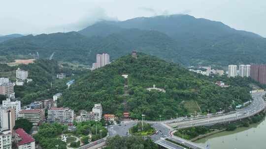 三明市麒麟山公园航拍麒麟山公园鸟瞰