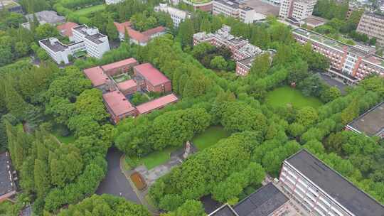 上海市复旦大学邯郸校区航拍校园风景风光素