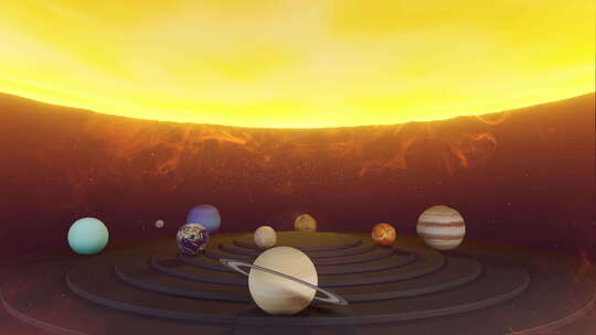 3D渲染太阳系动画运动设计行星旋转轨迹运