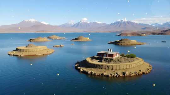 4k秘鲁喀喀湖浮岛大屏背景