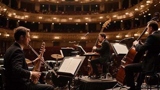 室内乐队演奏乐器画面