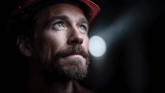 建设者目光深邃坚定展望未来