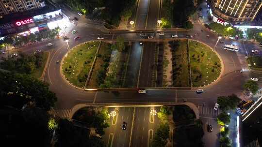 夜间城市交叉路口交通九江长虹立交桥夜景